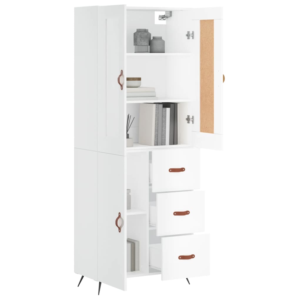 Credenza Bianco Lucido 69,5x34x180 cm in Legno Multistrato 3199787