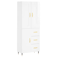 Credenza Bianco Lucido 69,5x34x180 cm in Legno Multistrato 3199795