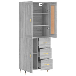 Credenza Grigio Sonoma 69,5x34x180 cm in Legno Multistrato 3199799