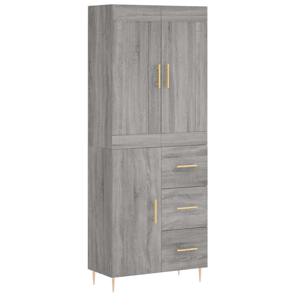 vidaXL Credenza Grigio Sonoma 69,5x34x180 cm in Legno Multistrato