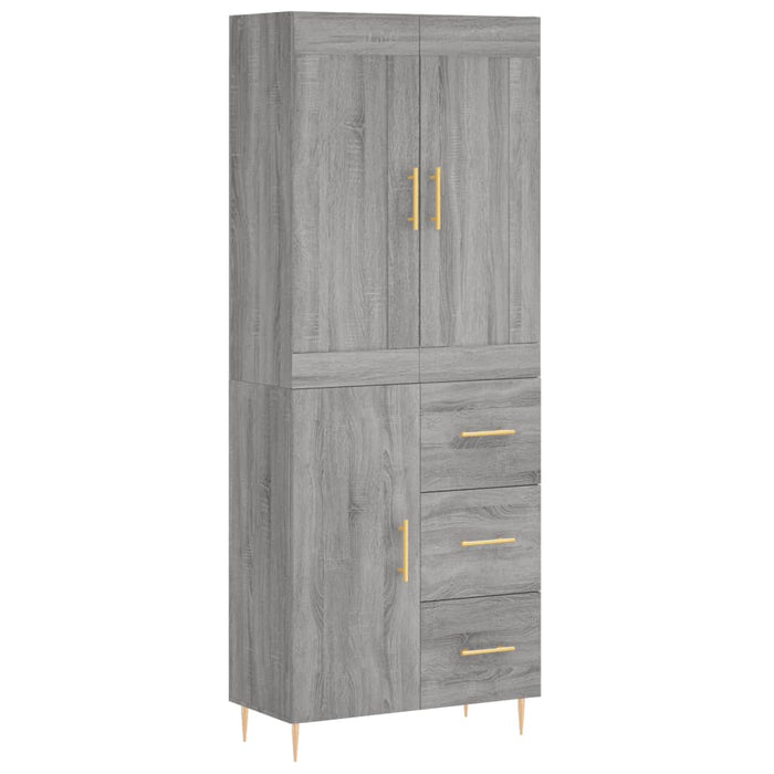 vidaXL Credenza Grigio Sonoma 69,5x34x180 cm in Legno Multistrato