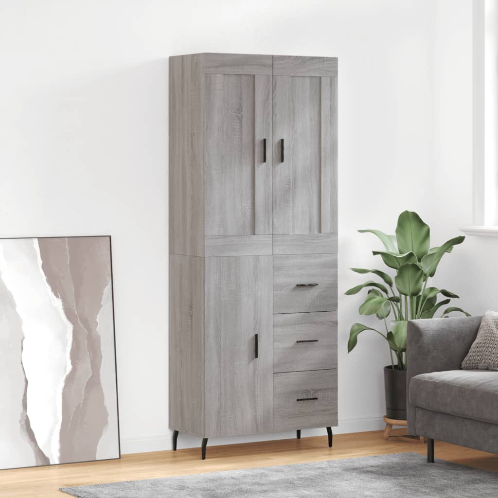 vidaXL Credenza Grigio Sonoma 69,5x34x180 cm in Legno Multistrato