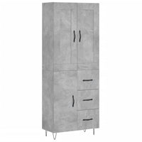 vidaXL Credenza Grigio Cemento 69,5x34x180 cm in Legno Multistrato
