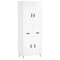 Credenza Bianco Lucido 69,5x34x180 cm in Legno Multistrato 3199851