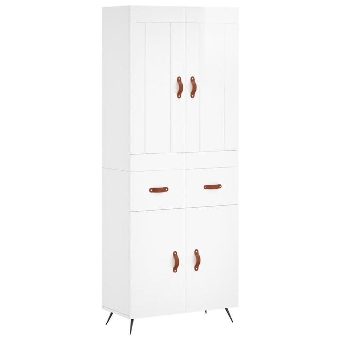 Credenza Bianco Lucido 69,5x34x180 cm in Legno Multistrato 3199851