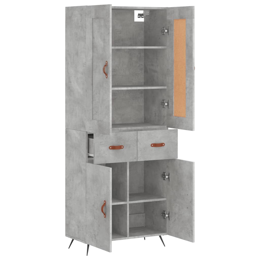 Credenza cassettiera mobile contenitore organizer cucina soggiorno salotto alto 695 x 34 x 180 cm legno ingegnerizzato grigio 02_0034499