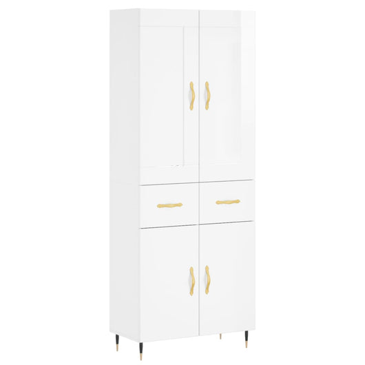 Credenza Bianco Lucido 69,5x34x180 cm in Legno Multistrato 3199859