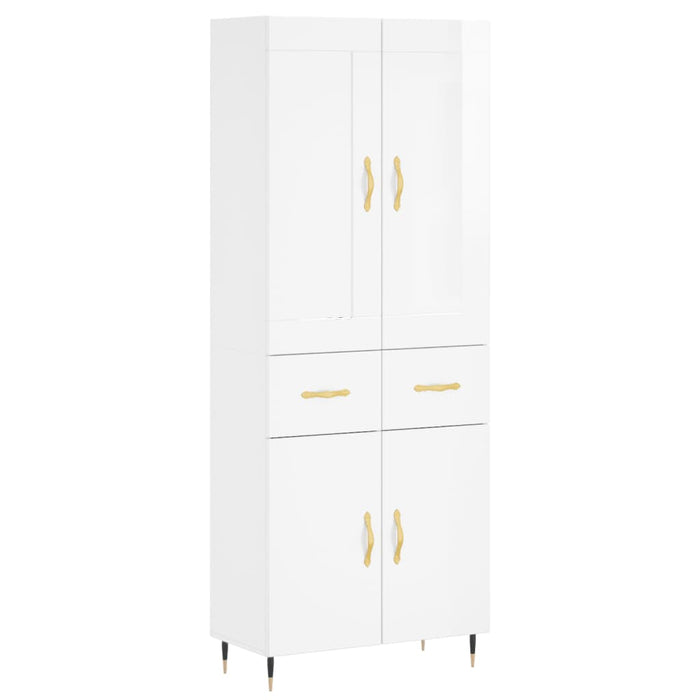 Credenza Bianco Lucido 69,5x34x180 cm in Legno Multistrato 3199859