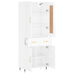 Credenza Bianco Lucido 69,5x34x180 cm in Legno Multistrato 3199859