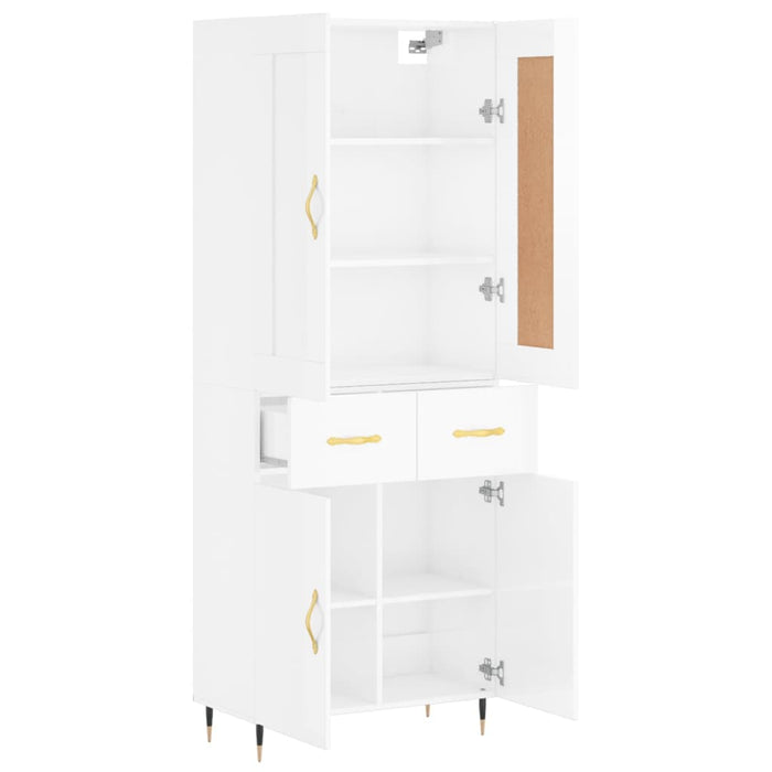 Credenza Bianco Lucido 69,5x34x180 cm in Legno Multistrato 3199859