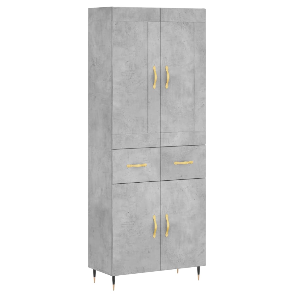 Credenza-Buffet-Armadio da cucina Grigio Cemento 69,5x34x180 cm in Legno Multistrato 598762