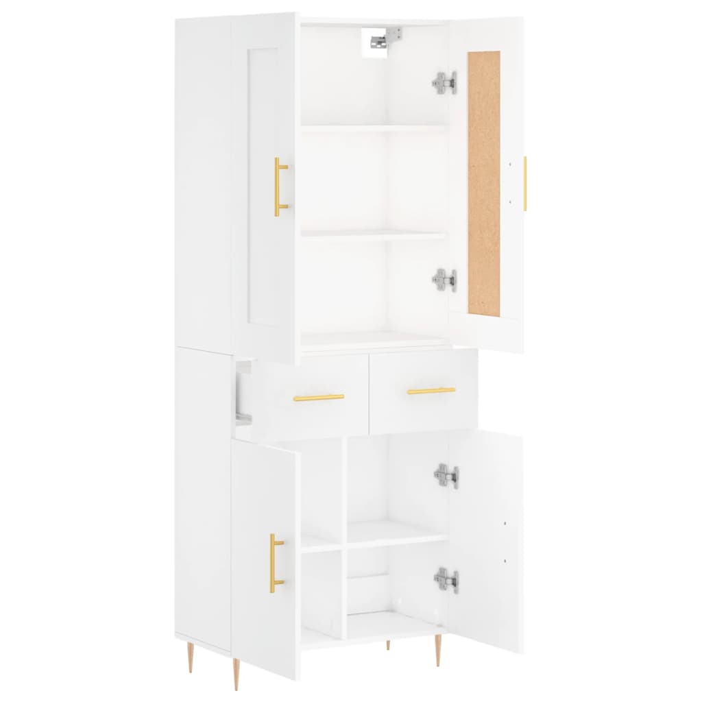 Credenza cassettiera mobile contenitore organizer cucina soggiorno salotto alto 695 x 34 x 180 cm legno ingegnerizzato bianco 02_0032599