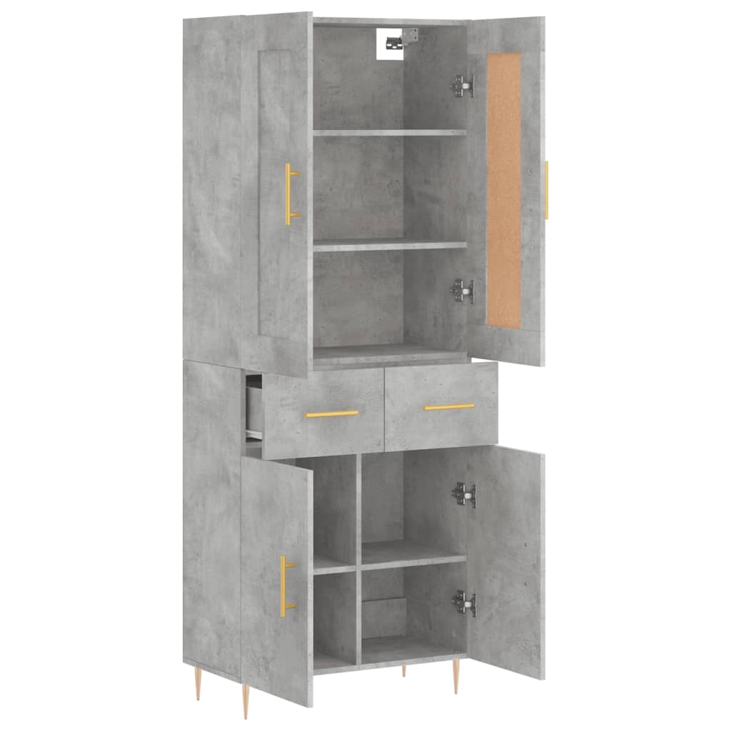 Credenza cassettiera mobile contenitore organizer cucina soggiorno salotto alto 695 x 34 x 180 cm legno ingegnerizzato grigio 02_0034591