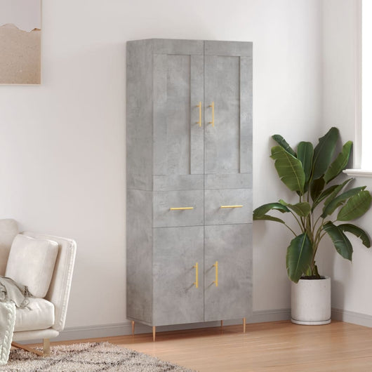 vidaXL Credenza Grigio Cemento 69,5x34x180 cm in Legno Multistrato
