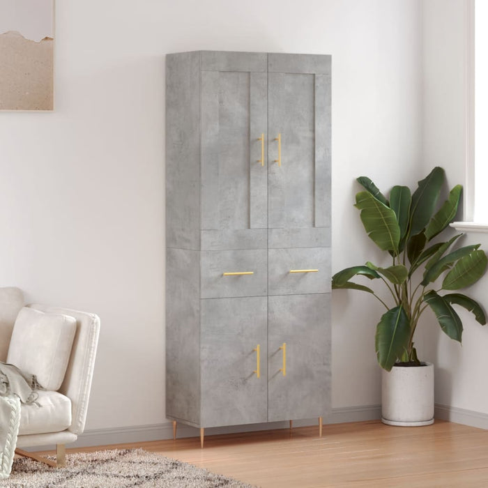 vidaXL Credenza Grigio Cemento 69,5x34x180 cm in Legno Multistrato