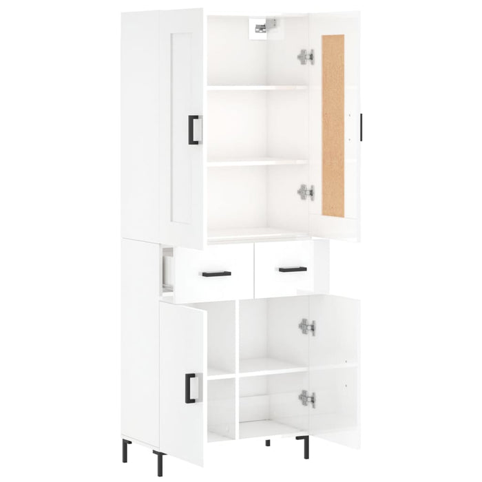 Credenza Bianco Lucido 69,5x34x180 cm in Legno Multistrato 3199875