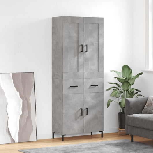 vidaXL Credenza Grigio Cemento 69,5x34x180 cm in Legno Multistrato