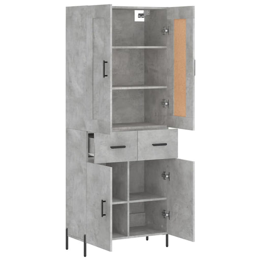 Credenza cassettiera mobile contenitore organizer cucina soggiorno salotto alto 695 x 34 x 180 cm legno ingegnerizzato grigio 02_0034484
