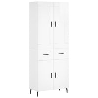 Credenza Bianco Lucido 69,5x34x180 cm in Legno Multistrato 3199891