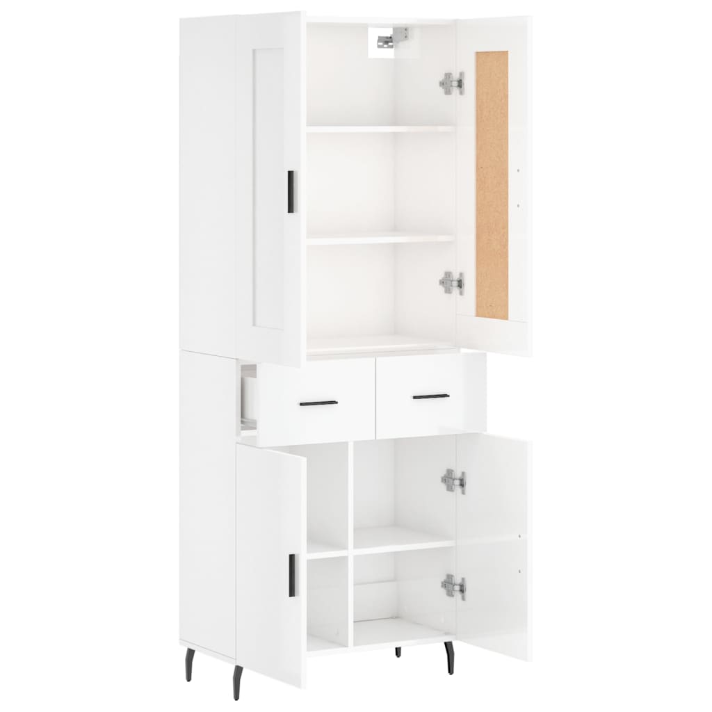 Credenza Bianco Lucido 69,5x34x180 cm in Legno Multistrato 3199891