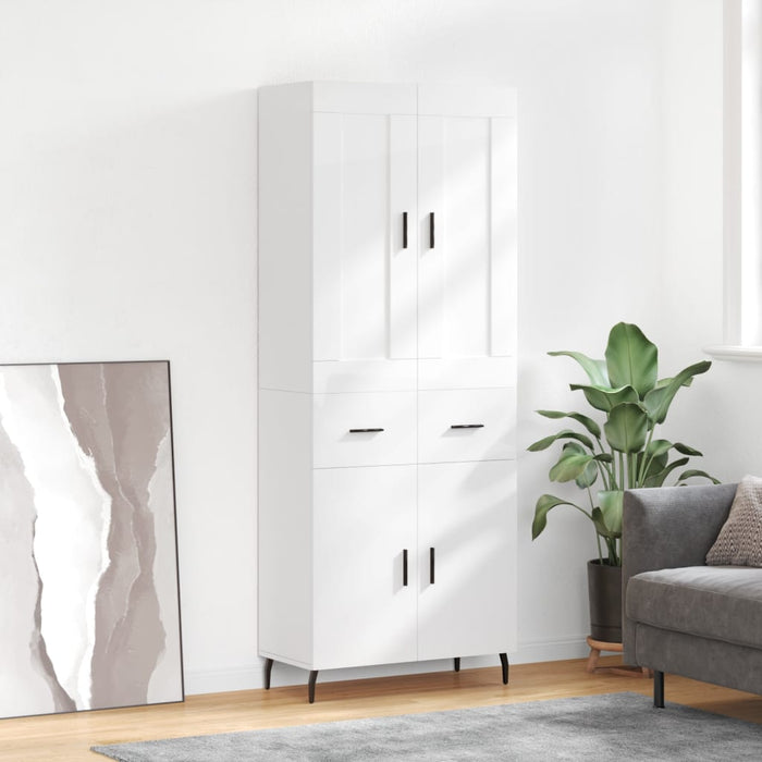Credenza Bianco Lucido 69,5x34x180 cm in Legno Multistrato 3199891