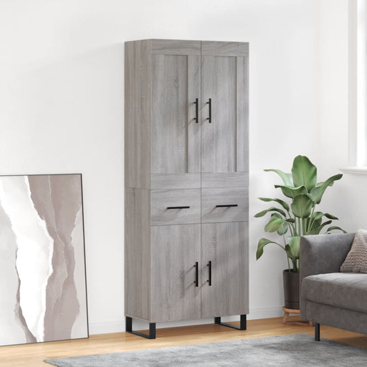 vidaXL Credenza Grigio Sonoma 69,5x34x180 cm in Legno Multistrato
