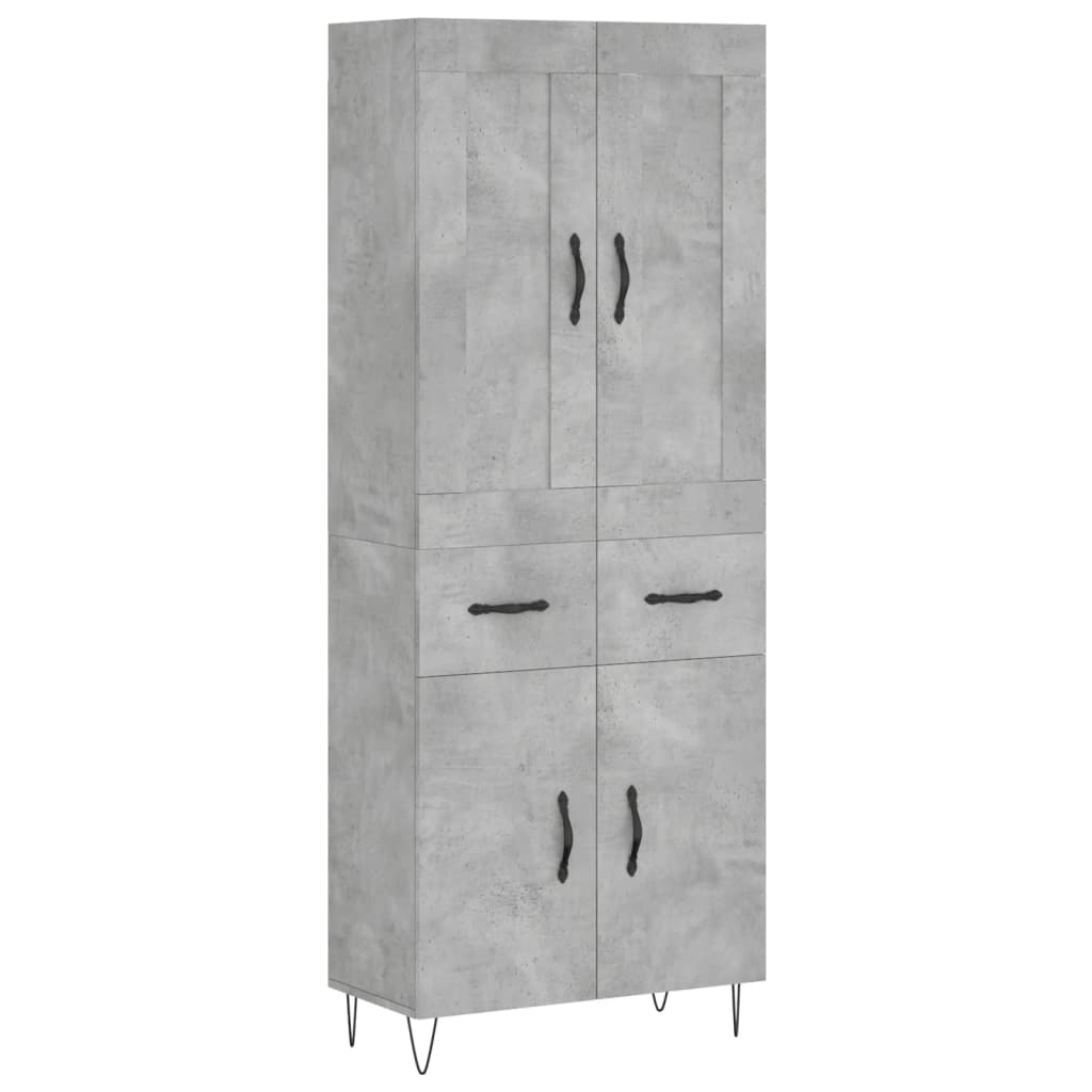 vidaXL Credenza Grigio Cemento 69,5x34x180 cm in Legno Multistrato