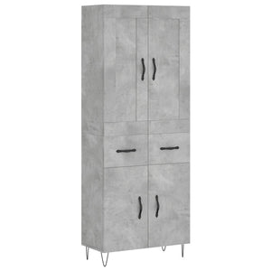 vidaXL Credenza Grigio Cemento 69,5x34x180 cm in Legno Multistrato