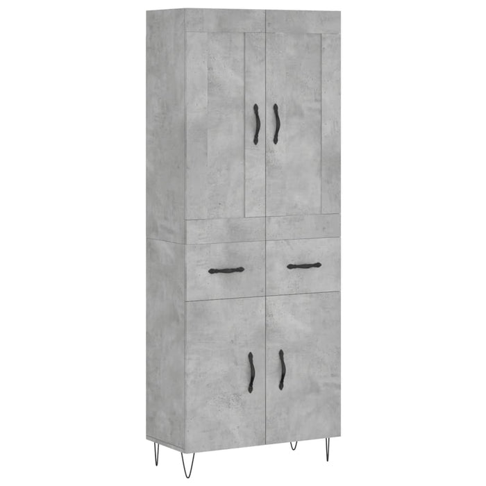 vidaXL Credenza Grigio Cemento 69,5x34x180 cm in Legno Multistrato