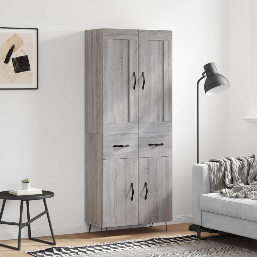 vidaXL Credenza Grigio Sonoma 69,5x34x180 cm in Legno Multistrato