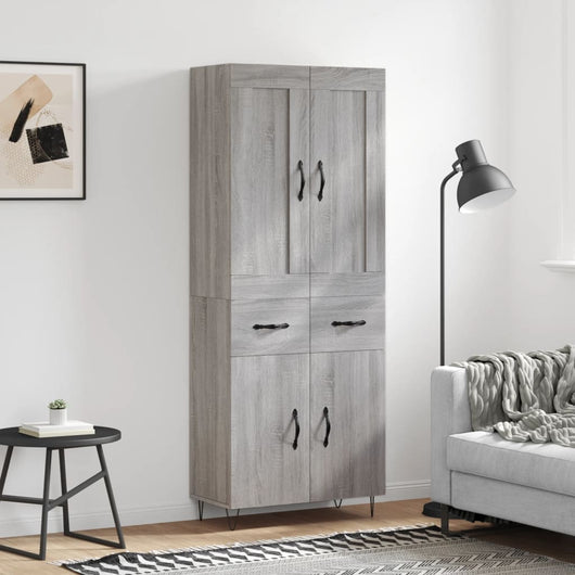vidaXL Credenza Grigio Sonoma 69,5x34x180 cm in Legno Multistrato