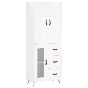 Credenza Bianco Lucido 69,5x34x180 cm in Legno Multistrato 3199915