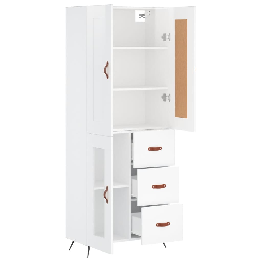 Credenza Bianco Lucido 69,5x34x180 cm in Legno Multistrato 3199915
