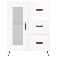 Credenza Bianco Lucido 69,5x34x180 cm in Legno Multistrato 3199915
