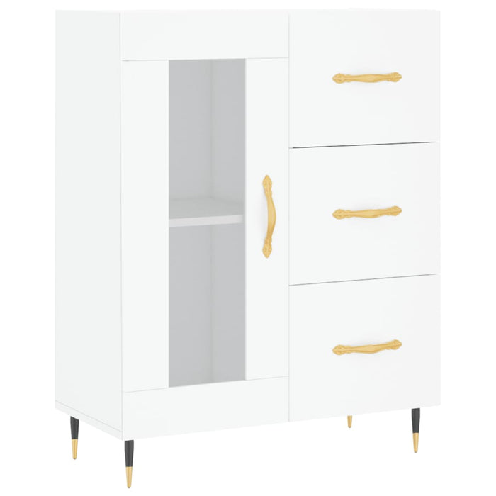 Credenza cassettiera mobile contenitore organizer cucina soggiorno salotto alto 695 x 34 x 180 cm legno ingegnerizzato bianco 02_0032579