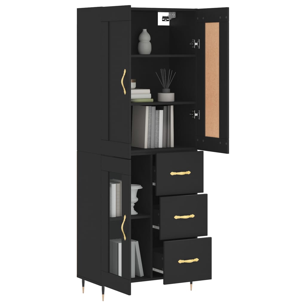 Credenza Nera 69,5x34x180 cm in Legno Multistrato 3199922