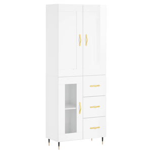 Credenza Bianco Lucido 69,5x34x180 cm in Legno Multistrato 3199923