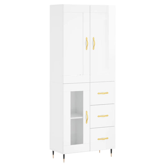 Credenza Bianco Lucido 69,5x34x180 cm in Legno Multistrato 3199923