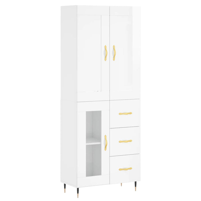 Credenza Bianco Lucido 69,5x34x180 cm in Legno Multistrato 3199923