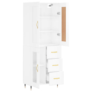 Credenza Bianco Lucido 69,5x34x180 cm in Legno Multistrato 3199923