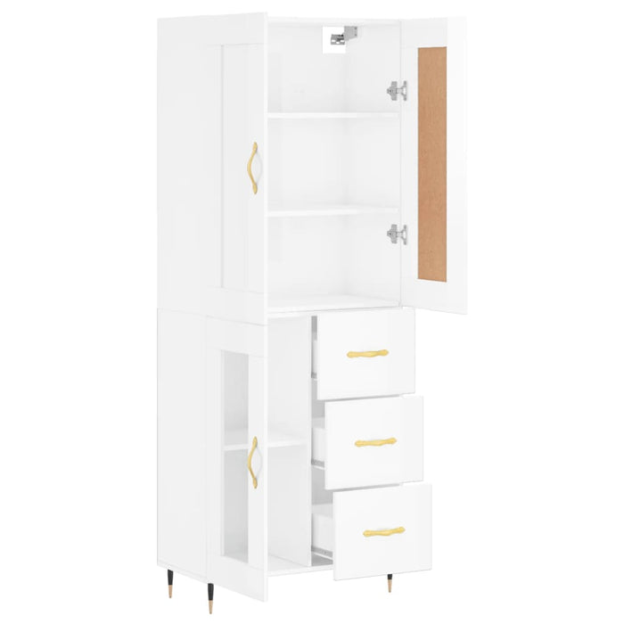 Credenza Bianco Lucido 69,5x34x180 cm in Legno Multistrato 3199923