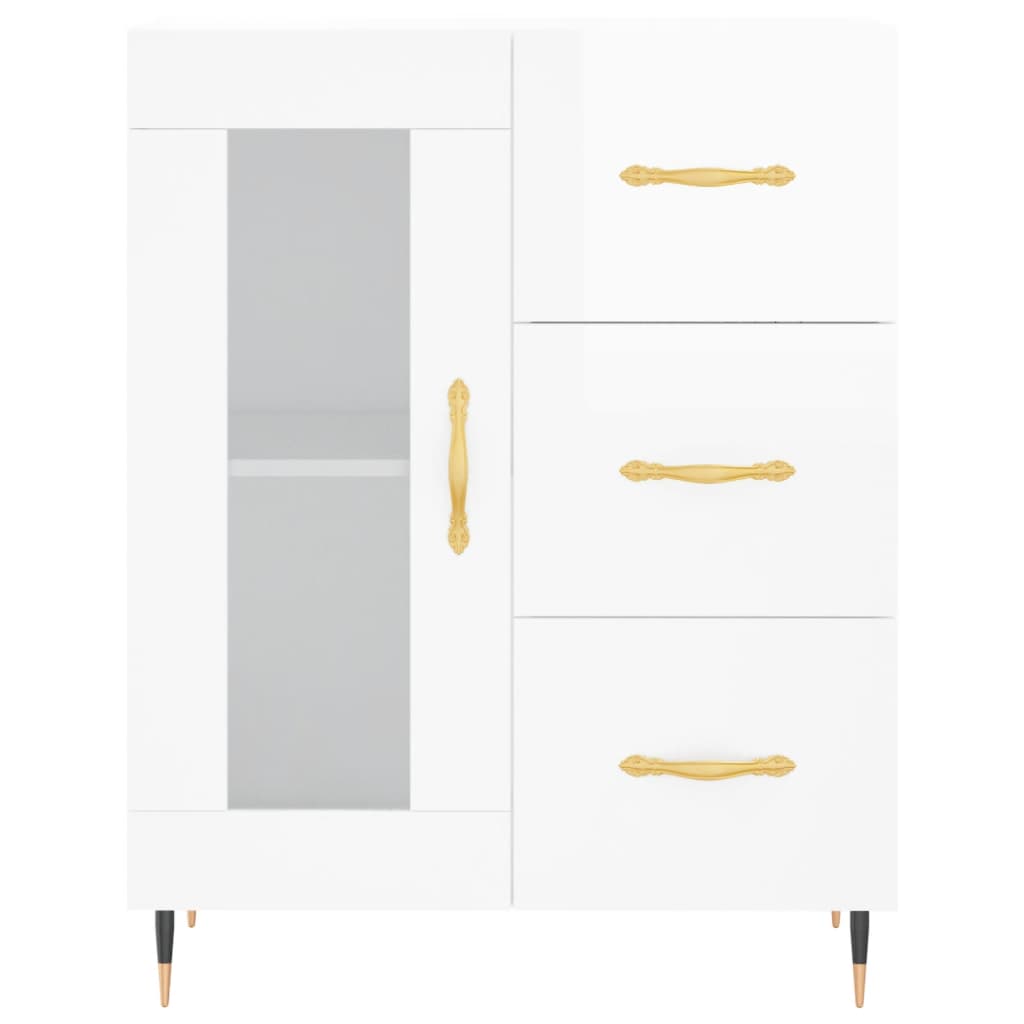 Credenza Bianco Lucido 69,5x34x180 cm in Legno Multistrato 3199923