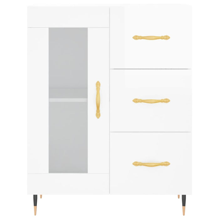 Credenza Bianco Lucido 69,5x34x180 cm in Legno Multistrato 3199923