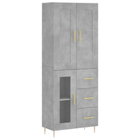 vidaXL Credenza Grigio Cemento 69,5x34x180 cm in Legno Multistrato