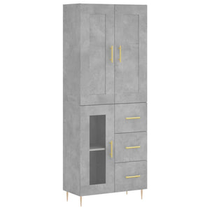 vidaXL Credenza Grigio Cemento 69,5x34x180 cm in Legno Multistrato