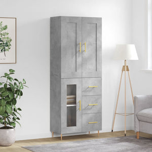 vidaXL Credenza Grigio Cemento 69,5x34x180 cm in Legno Multistrato