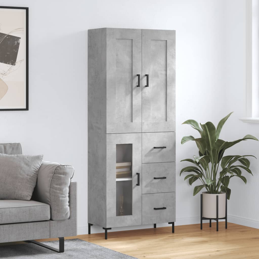 Credenza Grigio Cemento 69,5x34x180 cm in Legno Multistrato 3199941