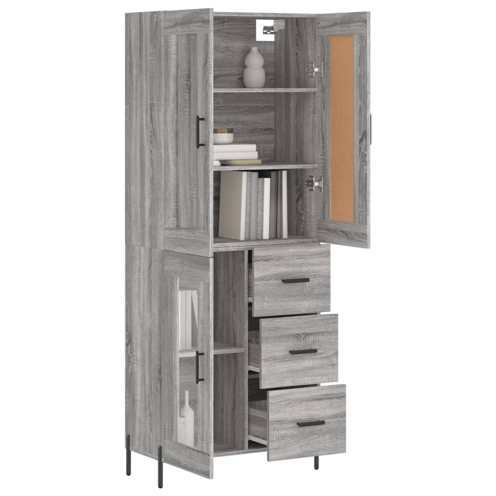 Credenza Grigio Sonoma 69,5x34x180 cm in Legno Multistrato 3199951