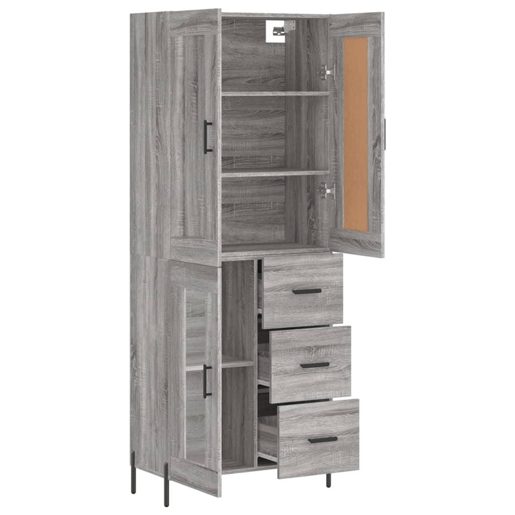 Credenza Grigio Sonoma 69,5x34x180 cm in Legno Multistrato 3199951