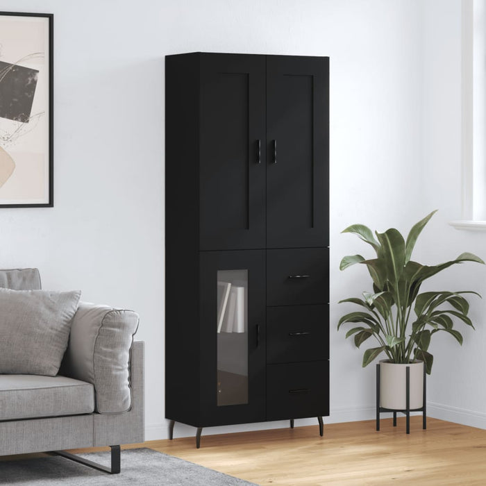 Credenza Nera 69,5x34x180 cm in Legno Multistrato 3199954